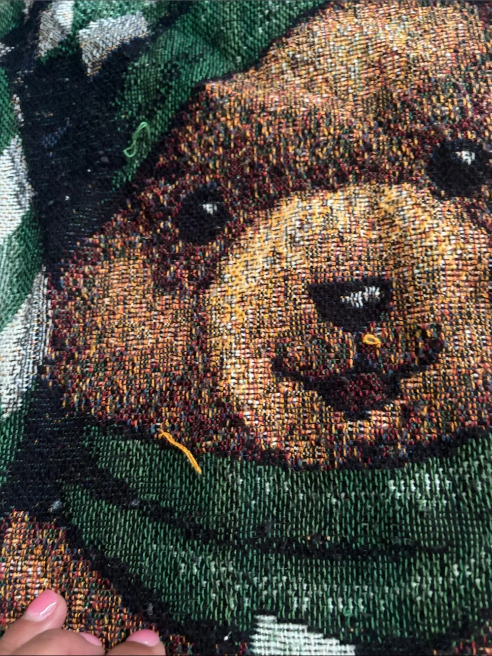 Bear Throw Blanket - Green & Red 48x54